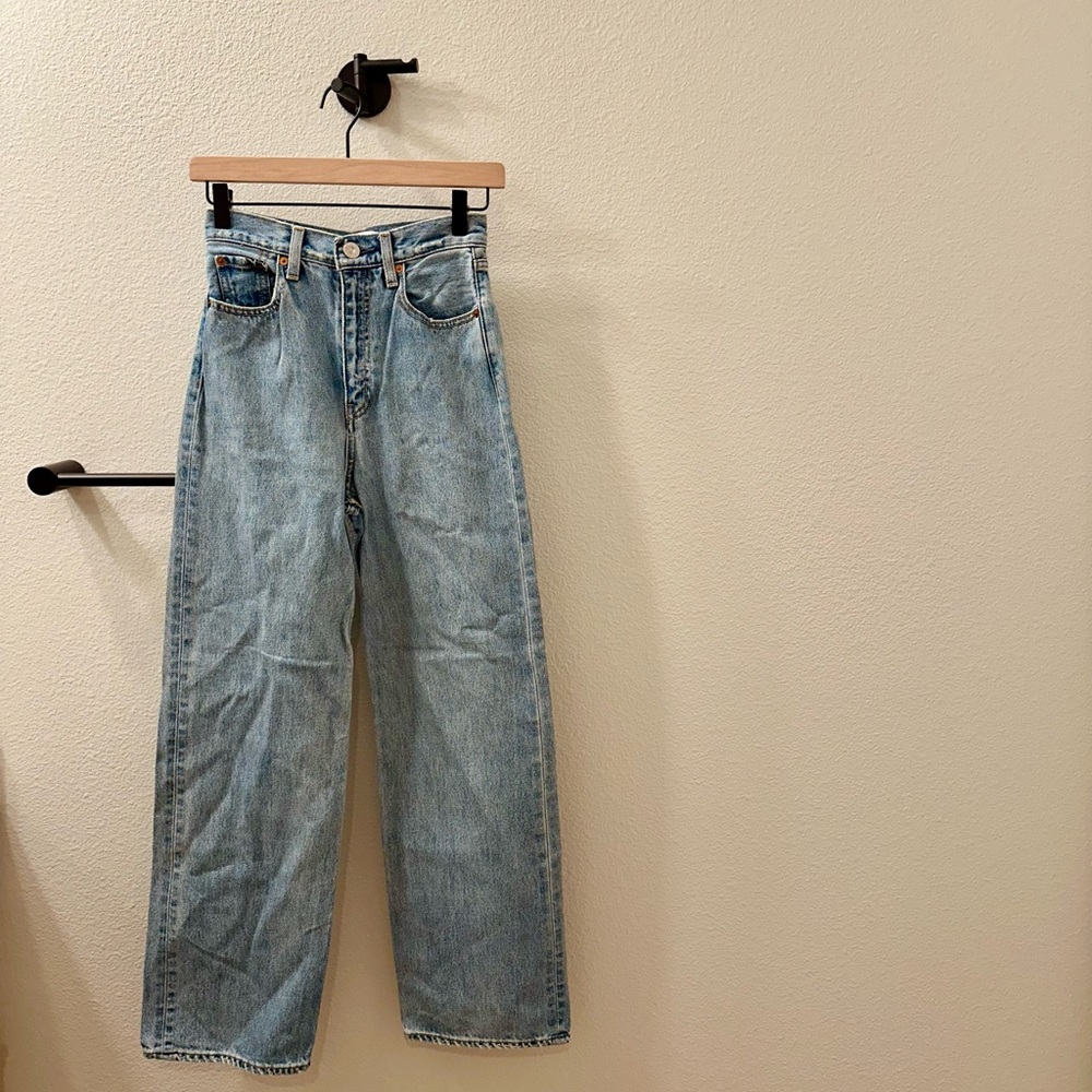 Moussy High Waisted 90s Straight Jeans in Blue